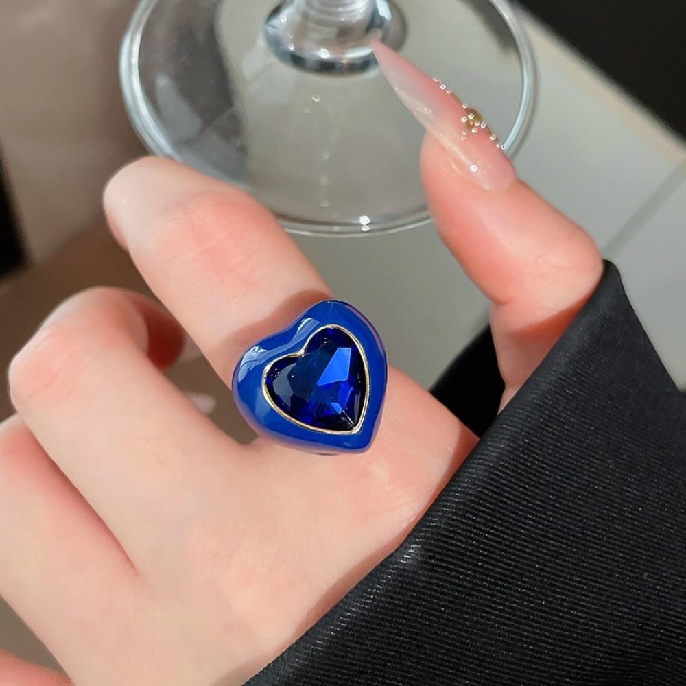Love Heart Geometric Ring Candy Color Big Dome Plain Ring Jewelry Accessories Opening Ring  Party