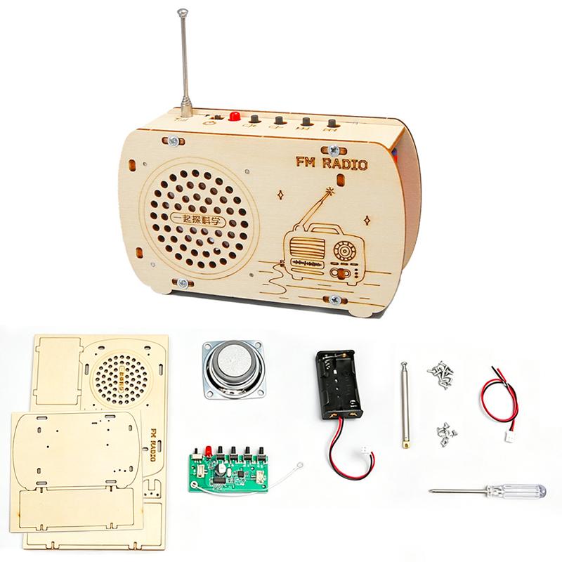 Kit Radio en Bois Bricolage Rétro FM Éducatif STEM Jouet de Construction Kit d'Expérience Scientifique Puzzle 3D Artisanat Cadeau d'Anniversaire Pour Enfants Adolescents