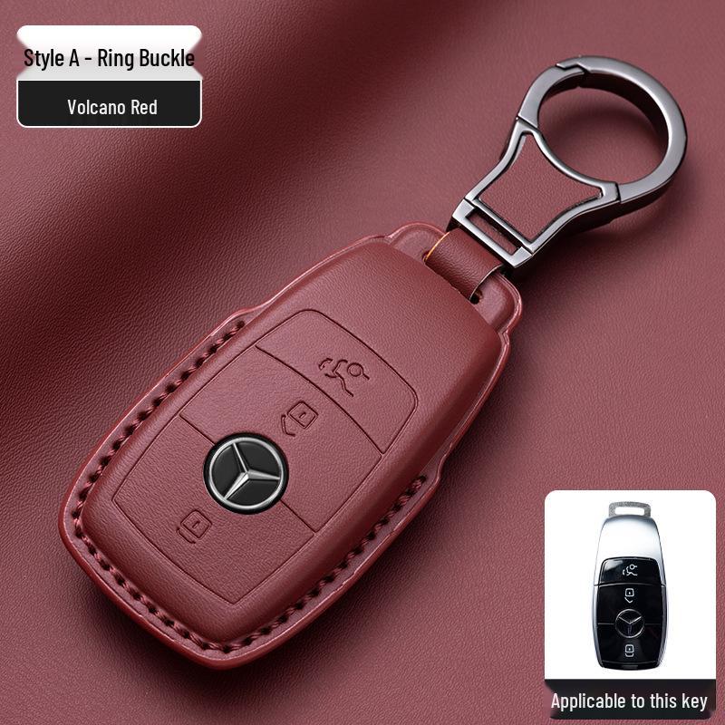 Mercedes-Benz Original Color Nappa Leather Key Case for GLE, GLAC200L, C260L, E300L, E-Class, S-Class, and C-Class.