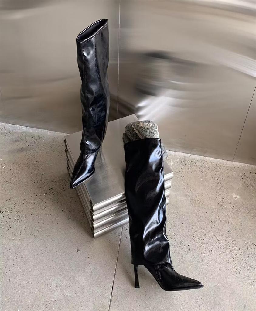2025 autumn and winter new fashion versatile pointed heel European and American fashion high-heeled boots