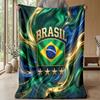 Couverture Flottante Imprimée Football Brésilien Douce pour la Peau Chaude Décorative pour Canapé Lit Intérieur Utilisation Quotidienne