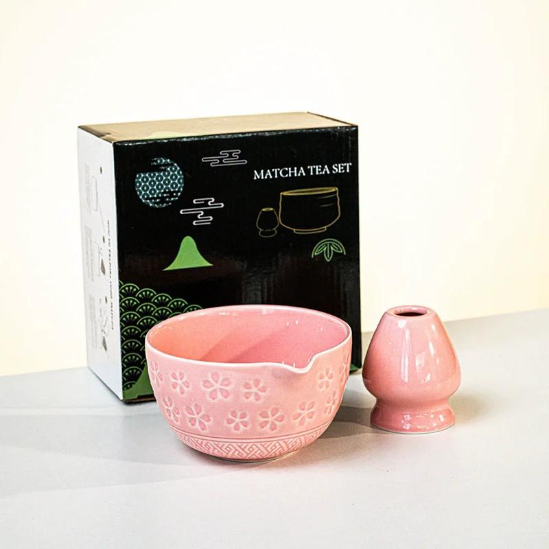 1/2pcs Traditional Japanese Matcha Bowl and Whisk Holder Tea Bowl with Pouring Spout for Office Table Tea Ceremony Party Gift