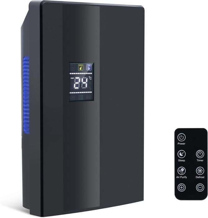 Déshumidificateur électrique - NETTLIFE - 2000 ml (2 L/j) - Télécommande - Minuterie 24 h - Nettoyage UV