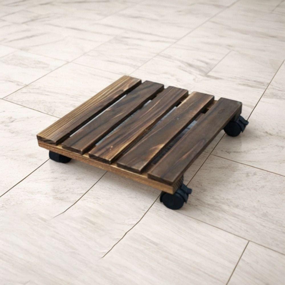 New Round/Square Plant Stand Wheels Rolling Wooden Plant Caddy Stand Portability Thicken Flower Pot Tray Garden