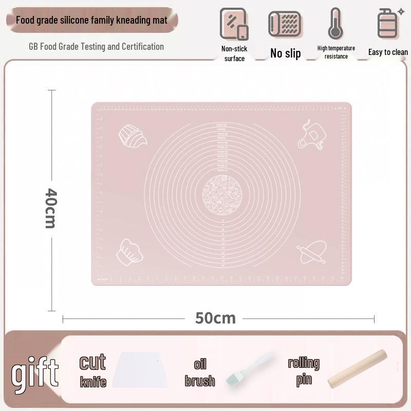 Non-Slip Silicone Kneading Mat & Rolling Pin for Dumplings - Oversized, Food-Grade Dough Board