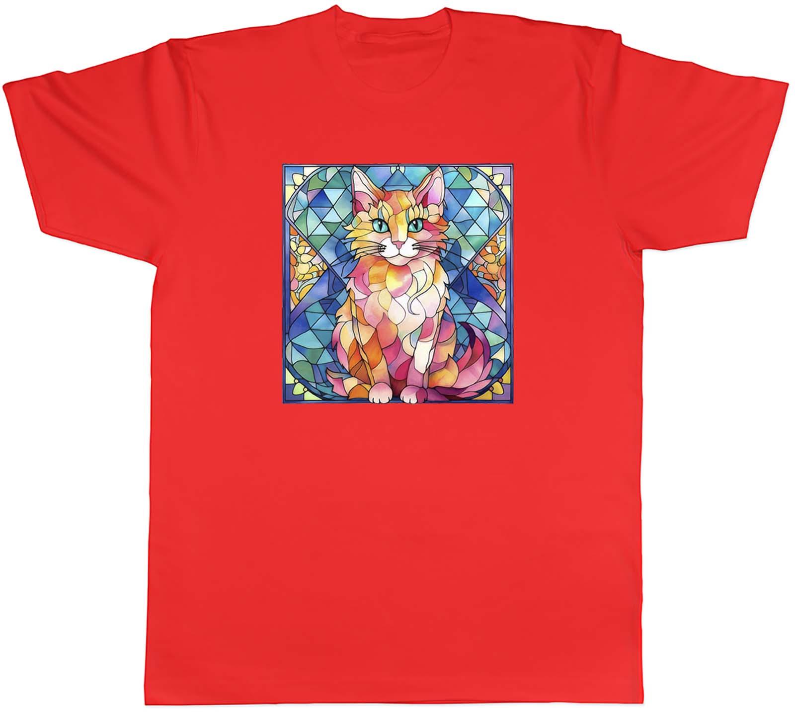 Stainglass Cat Unisexs TShirt Kitten Pet Feline Animal Unisex Tee Gift S