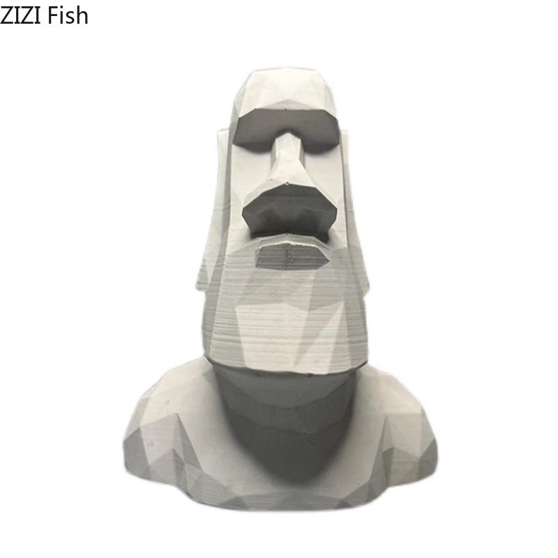 Moai Stone Statue Figure Plaster Statue Table Decoration Ornaments Creative Abstract Artwork Moai Sculpture Room Aesthetic Decor