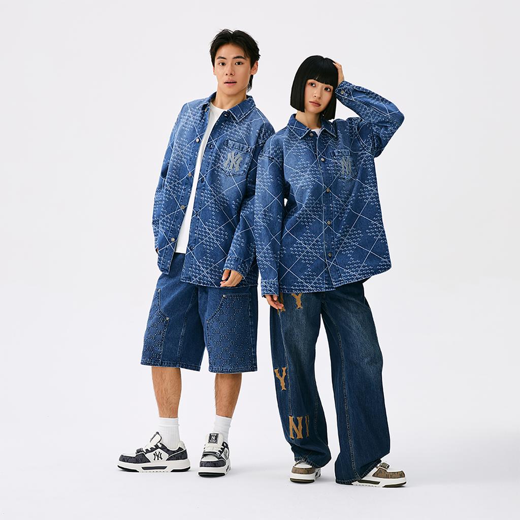 New MLB MONOGRAM Collection New York Yankees 25FW Shirt Unisex Standard 3ADRM0654-50INS