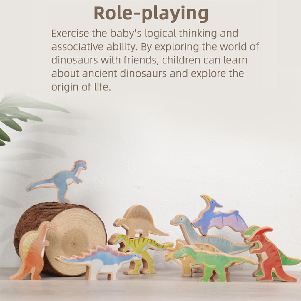 Shinse Dinosaur Building Balance Wooden Montessori Zoo Educational Toy for Babies and Early and Finger Baby Birthday Gift Blocks, Game, Blocks,