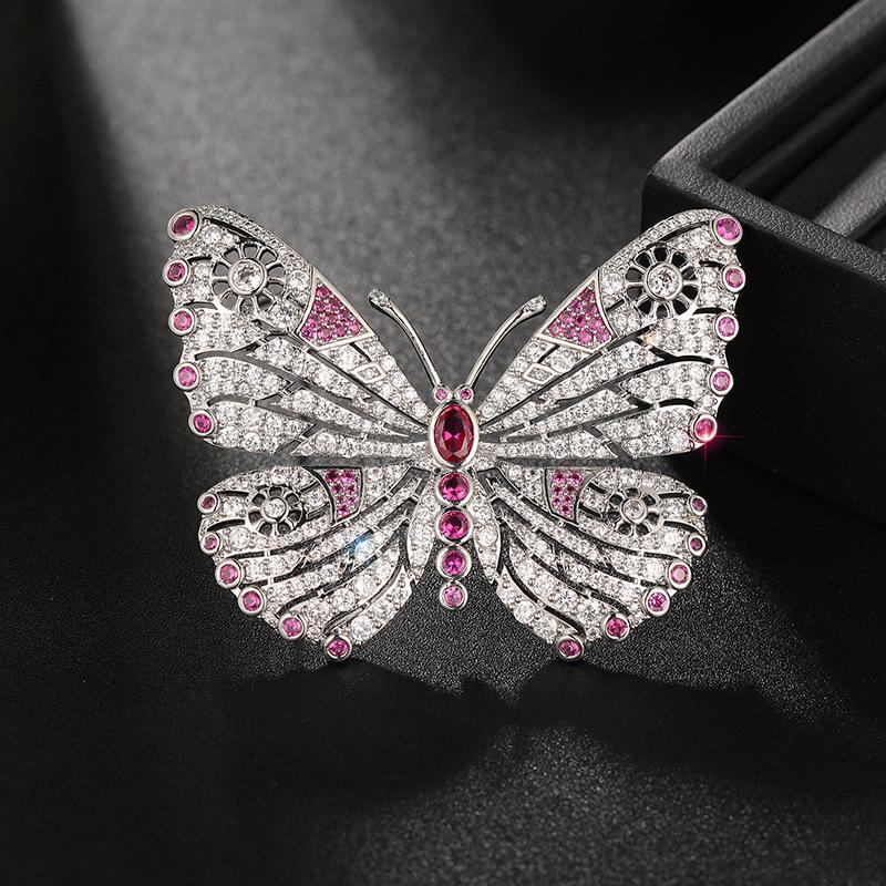 Elegant Butterfly Brooch: High-Grade Colored Zircon Corsage for Clothing