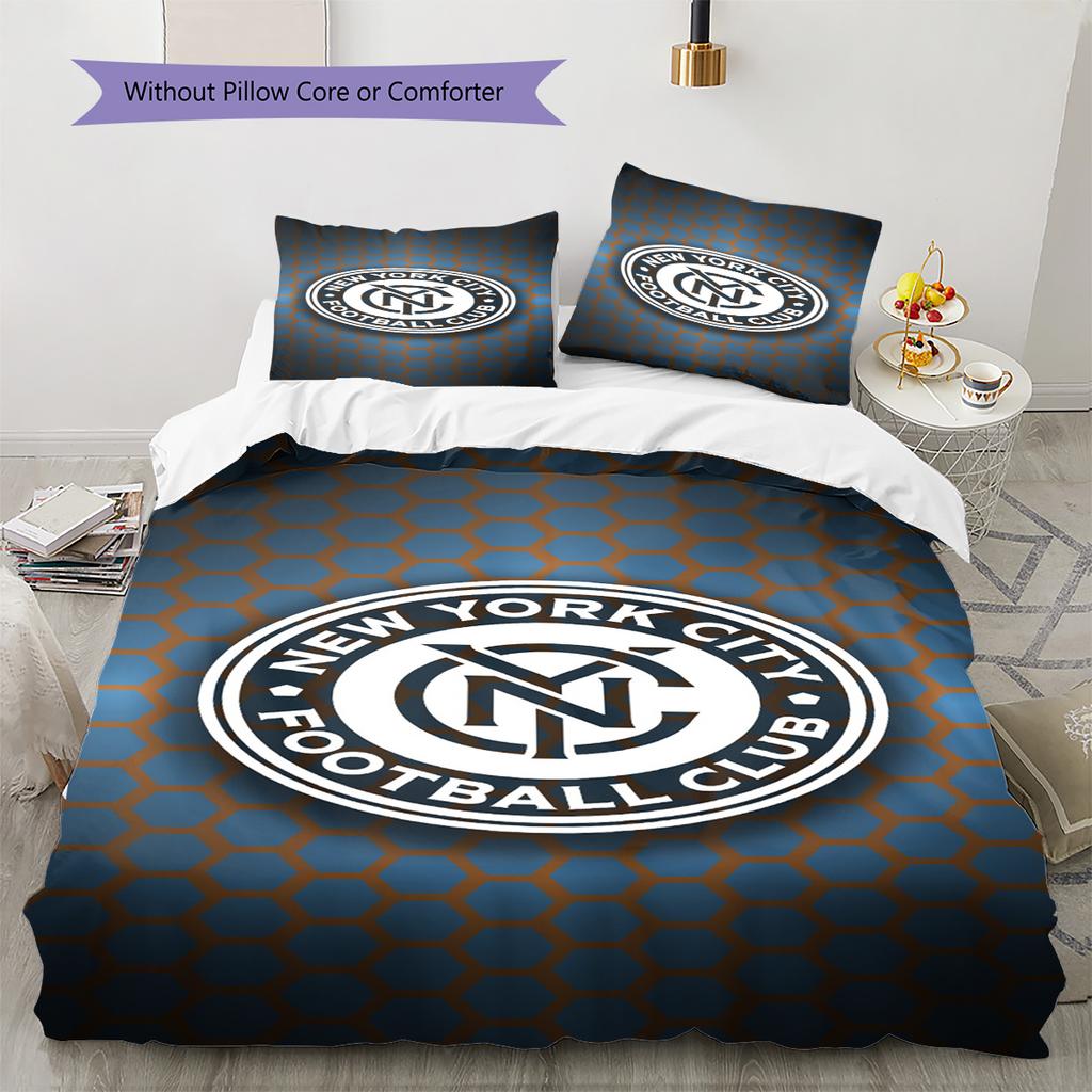 New York City FC Pattern Bedding Set Quilt Cover Pillowcase Home Decor Gift (1 * Duvet Cover + 2 * Pillowcase, Without Core)