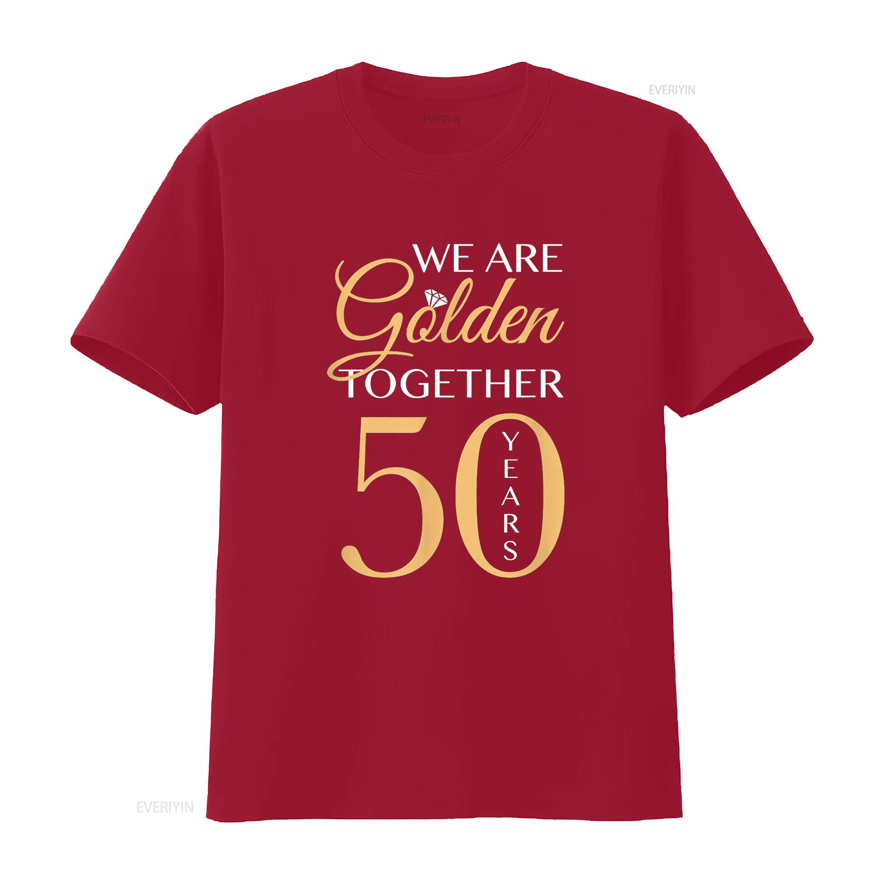 

Romantic T Shirt For Couples 50th Wedding Anniversary vintage Washed fashion designer clothes Unisex Stretched Slightly homme S