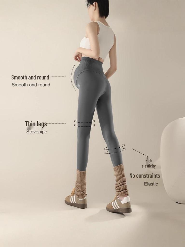 High Waist Maternity Leggings - Velvet-Lined, Slimming, Warm Yoga Pants for Spring & Autumn