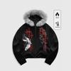 Nadměrná mikina na zip s kapucí a potiskem kreslených postaviček Tmavý styl Unisex Dlouhý rukáv Streetwear