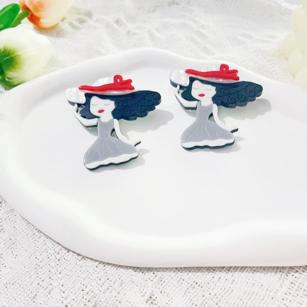 Cartoon Dancing Girl Brooch Pin, Creative Cartoon Acrylic Character Jewelry Badge Bag Accessories