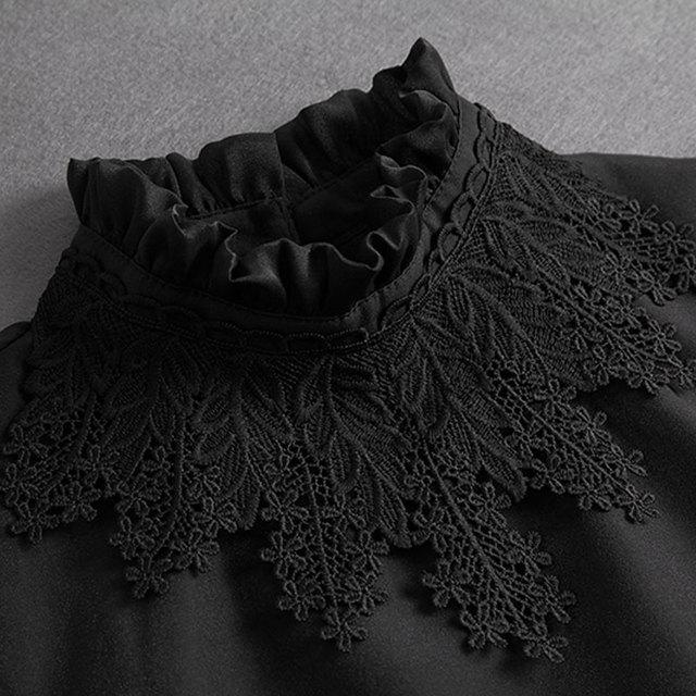 Fashion  Front Tie White Fake Collar for Women Stand Detachable Collar Fake Girls Vintage Lace Ladies False Blouse Collar
