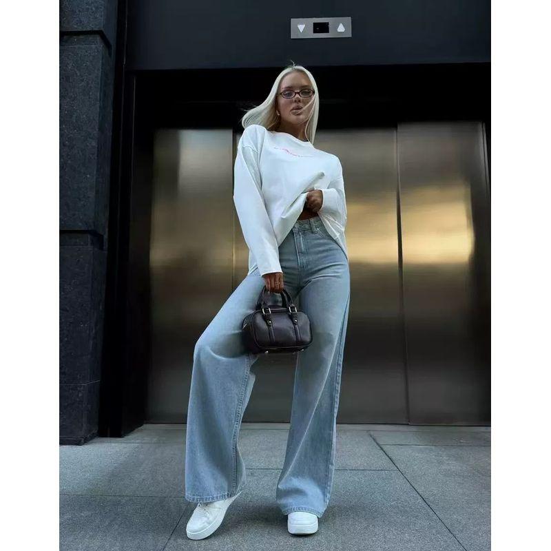 Fashion New Arrival Long Sleeves Print Casual Loose-Fitting T-shirt Casual Loose Long Sleeved T-shirt