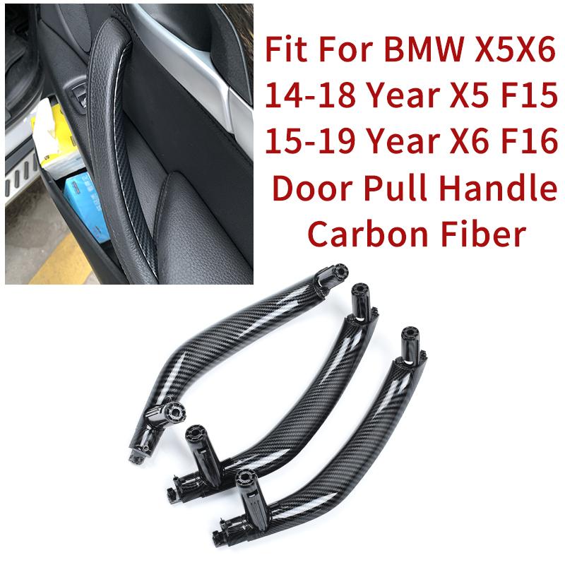 Maniglia Interna Tirante Porta LHD RHD Rivestimento Interno Sostituzione Fibra di Carbonio Per BMW F15 F16 X5 X6 2014-