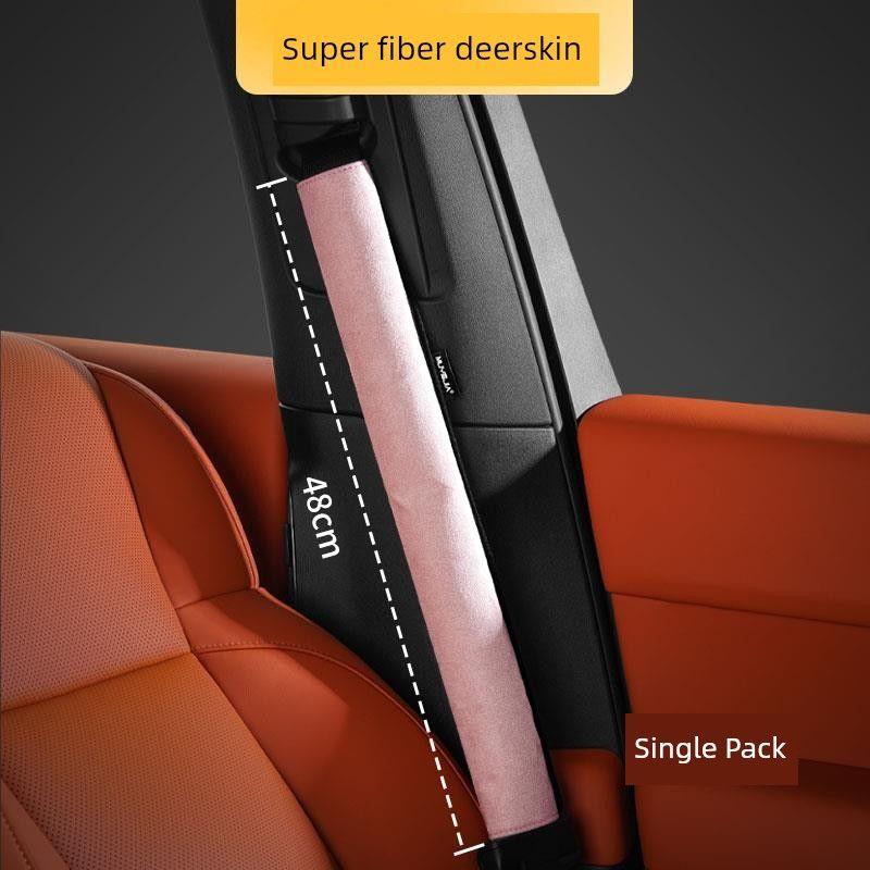 Car Seat Belt Shoulder Protector 2026 Model Extended Seat Belt Protective Cover Suede Shoulder Pad Creative Decoration for Men and Women Pink [Long 48cm] Suede Shoulder Pad Cover Set