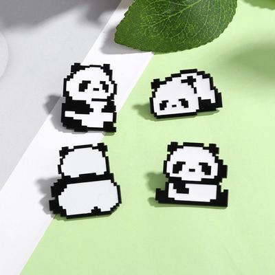 Pixel Style Cute Panda Brooch Adorable Sweet Enamel Drop Oil Alloy Badge for Student Backpack Clothes Decoration Cute Cartoon Accessory