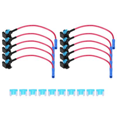 10 Stück Auto Auto Add-Circuit Sicherungsabzweigadapter 15A Micro Mini Flachsicherungshalter