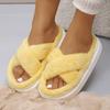 Fashion Cross Strap Fluffy Slippers Women 2024 Winter Warm Fur Home Slippers Woman Comfortable Soft Sole Non Slip Indoor Shoes
