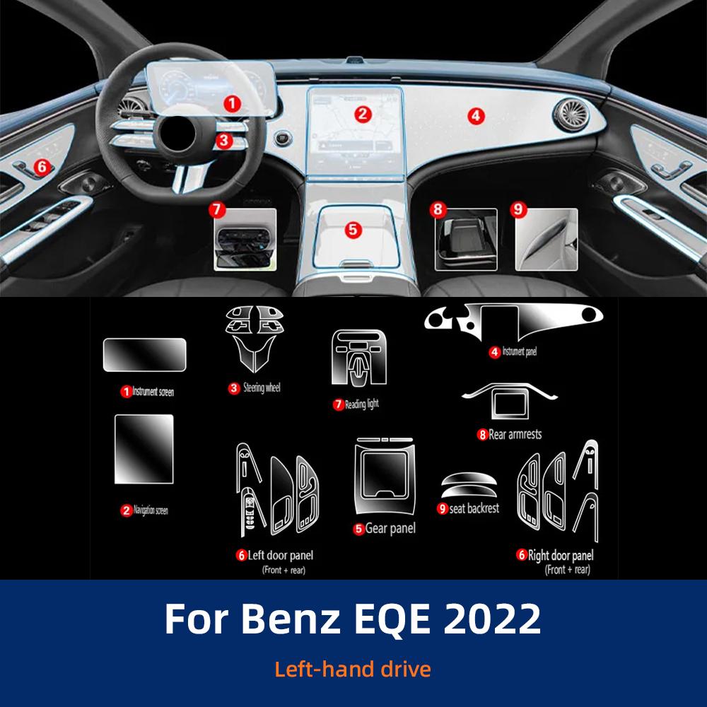 For Mercedes Benz EQE TPU Navigation Central Control Car Film Interior Accessories Steering Wheel Panel Transparent Film