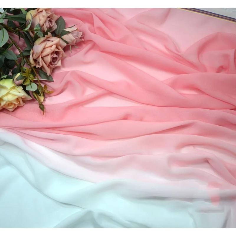 Gradient Color Organza Tulle Fabric 100D Chiffon Fabric for Diy Ancient Style Hanfu Dress Stage Dance Costume Drape Decor Craft