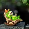 Cute Frog Rocking Chair Funny Resin Material Frog Potted Plant Figurine Handmade Frog Desktop Decoration Garden Office Desktop