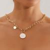 Vintage White Round Circle Pendant Necklaces Set for Women Luxury Metal Geometric Choker Necklaces Jewelry Set Accessories