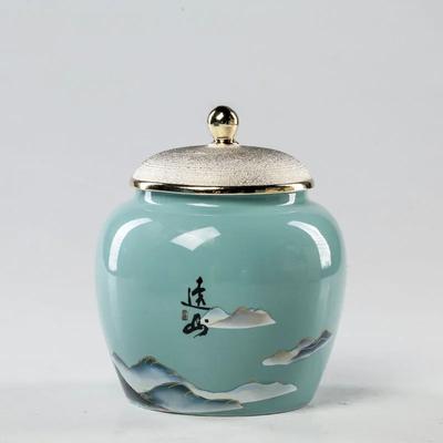 Landscape Flower Tea Cans Candy Nuts Coffee Beans Sealed with Gold Cover Exquisite Storage Bottle Kitchen Container