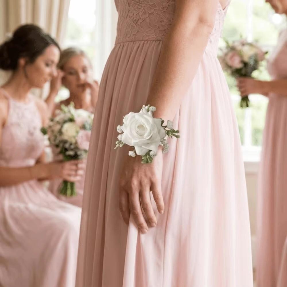 Set Of 2 Pieces Rose Wrist Corsage Artificial Flower Bridal Wrist Corsage for Wedding Decoration