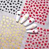 Hollow Heart Sticker For Nail Gold Pink Love For Women Slider Nail Art Decoration Holographic Manicure Accessory