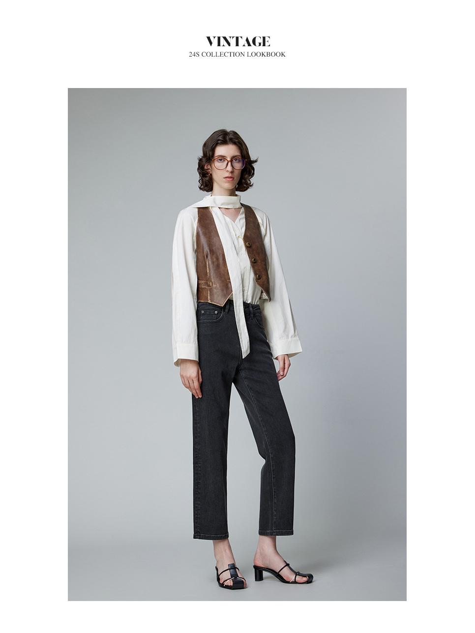 

MZ Famous 24 Women s High Waist Straight Leg Jeans - Autumn Ash Color Cropped Pants 26