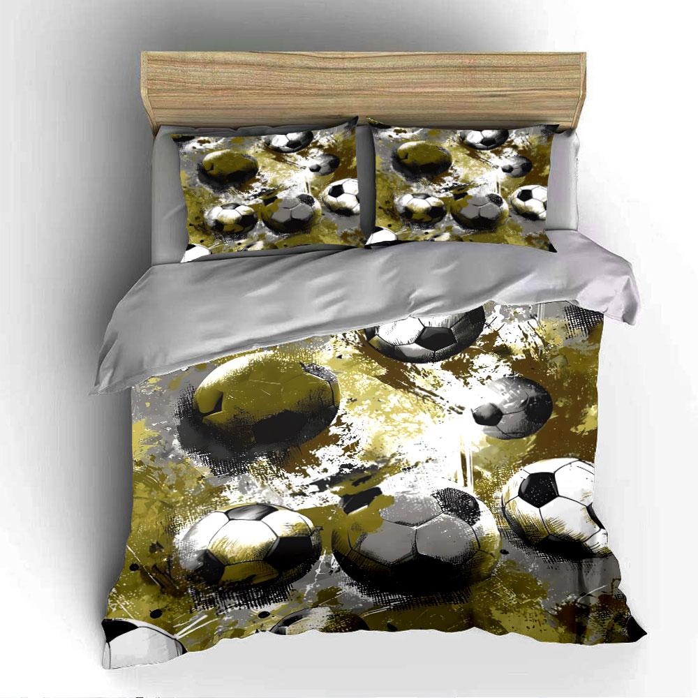 Soccer Ball Abstract Pattern Bedding Duvet Cover Set Duvet Cover Pillowcases  (1*Duvet Cover 2*Pillowcases, Without Duvet Insert)