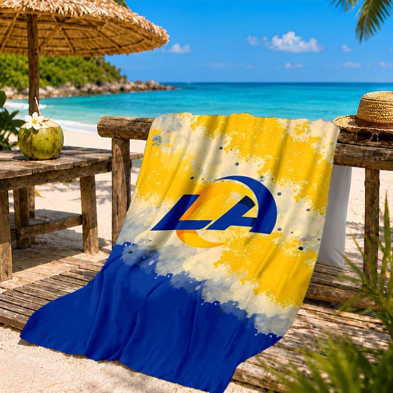 Rams Football Team Spirit Printed Microfiber Beach Towel, Soft And Absorbent, Quick-Dry, Ideal for Summer Travel, Beach Essential, Swimming Pool