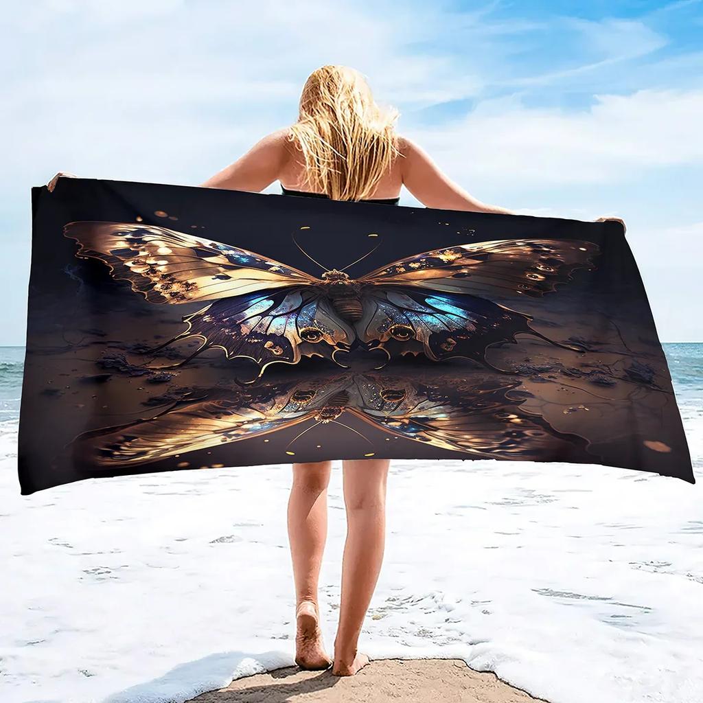 Butterfly Microfiber Sand Free Beach Towel Super Absorbent Lightweight Thin Towel Blanket for Pool Swimming Bath Camping Yoga