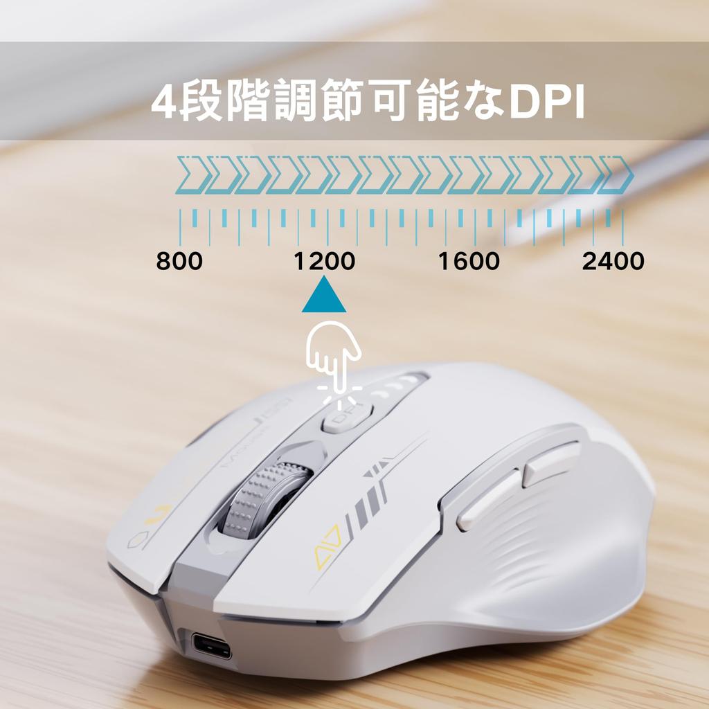 Ulepszona bezprzewodowa mysz Bluetooth z wizualnym wskaźnikiem naładowania, ładowalna, ergonomiczna mysz z regulacją DPI do życia wielourządzeniowego, tryb trójdzielny (BT