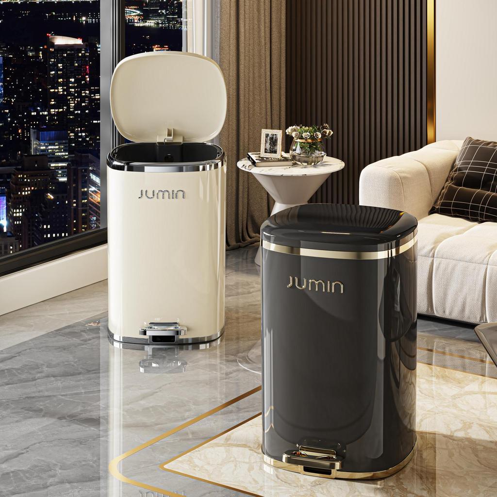 Elegant Large-Capacity Trash Can with Foot Pedal & Lid for Home Use: Kitchen, Living Room, Bedroom, Bathroom, Toilet. Plastic Bin & Paper Basket.