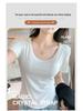 Premium Women's Summer U-Neck T-Shirt: Lightweight Inner Layer or Outer White Short Top