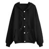 Women's Fashionable Loose Casual Cardigan Button Drawstring Hooded Sweatshirt