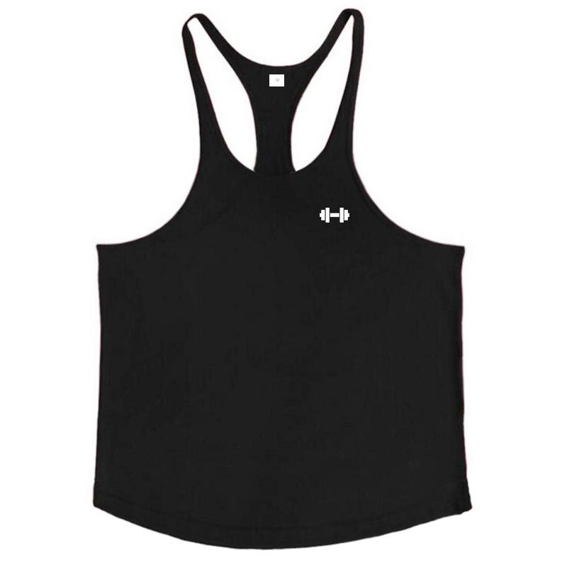 

Muscleguys Men s Running Vests Cotton Dumbbel Gym Tank Tops Y-Back Bodybuilding Sleeveless Shirt Muscle Workout Athletic Fitness Singlets M чорний