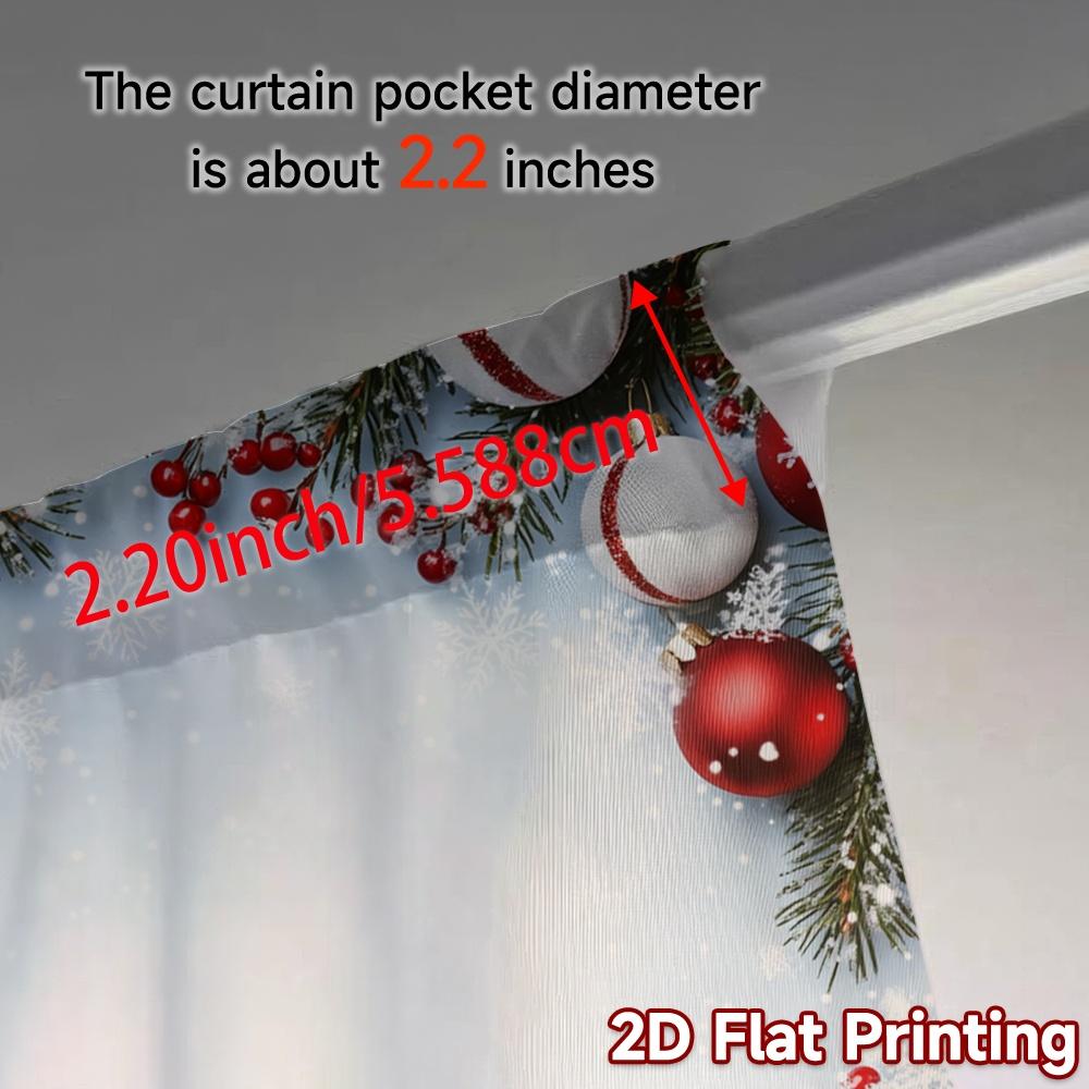 2pcs,Curtains Christmas Ornaments Snow Festive Chic Curtains Semi-Sheer Curtains Decorations Inside Suitable for Living Room,