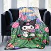 1pc Floral Adventure Kuromi Blanket, Soft Throw for Room Decor, Perfect Gift for Family and Friend, Living Room, Travel, Camping, Car Blankets, Beach,