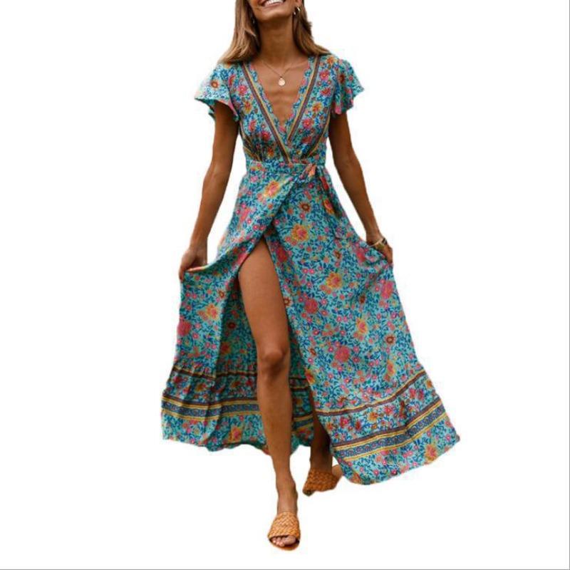 Boho potisk sexy plážové ležérní dovolenkové párty šaty potisk šaty