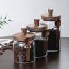 Glass Airtight Canister Sealed Jar with Wooden Spoon Transparent Food Storage Jar for Spice Coffee Beans Kitchen Pantry Supplies