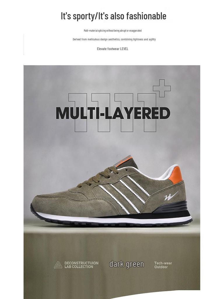 Double Star Men's Genuine Leather Running Shoes - All-match, Non-slip, Soft Sole, Shock Absorbing Forrest Gump Sneakers