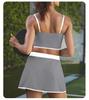 Women's Slimming Contrast Color Tennis Set, Quick-Dry Yoga Fitness Vest & Skirt with Chest Pads, Two-Piece Activewear.