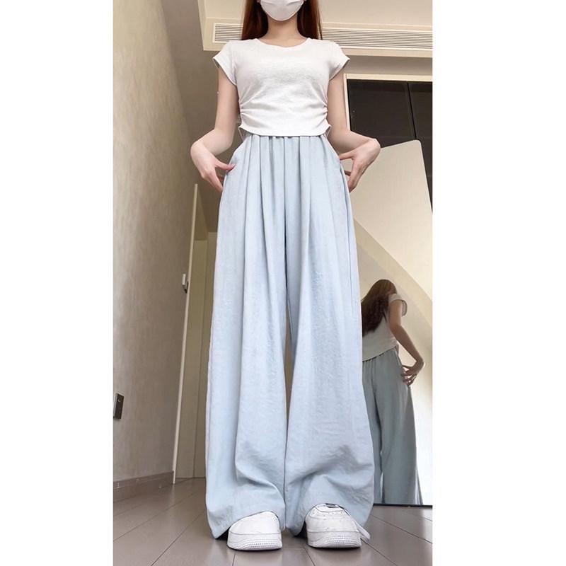 

Plus Size Women s Spring Slimming Casual Wide-Leg Pants L синій