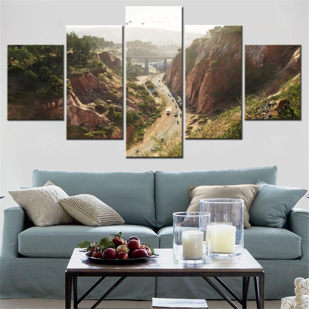 

5 Pieces Canvas Wall Arts Poster Painting Games Mount Kalaga National Park Wallpaper Home Decor Picture Printing Interior Mural 20X35 20X45 20X55CM